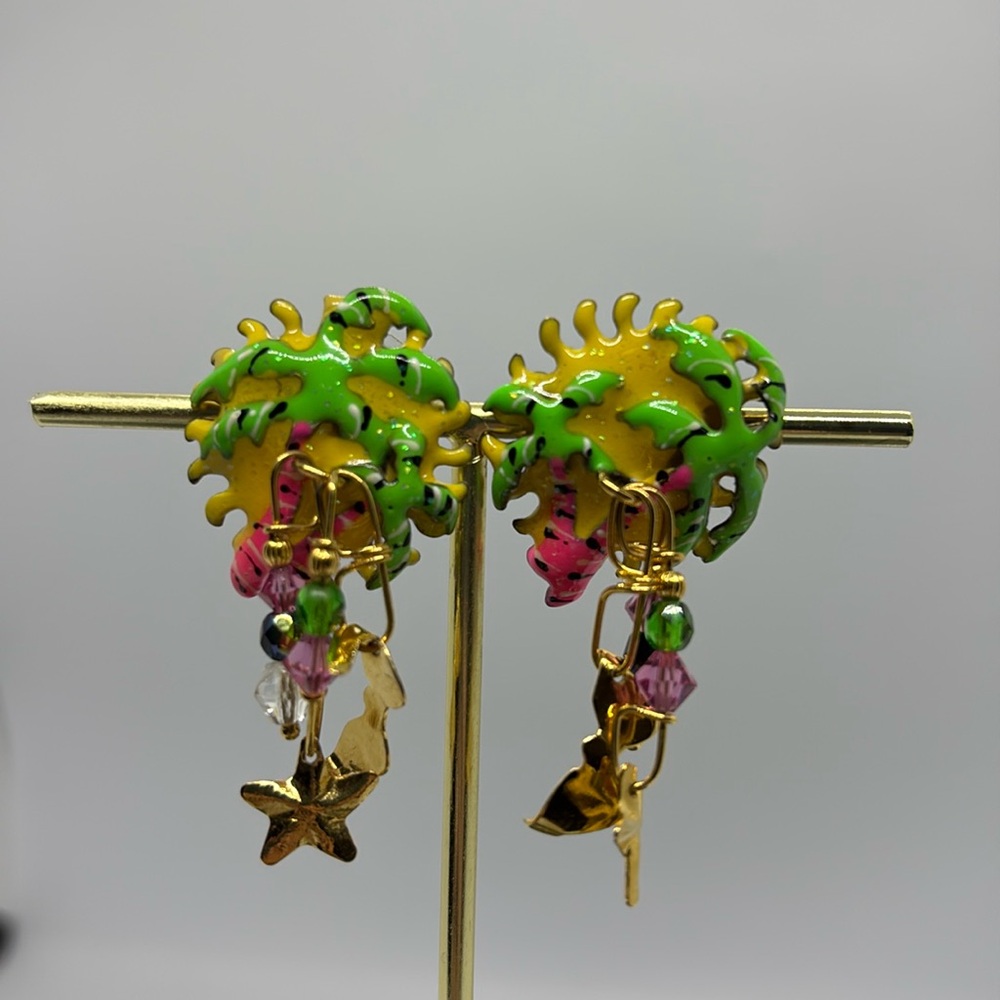Lunch at the Ritz Palm Tree Earrings for Pierced Ears